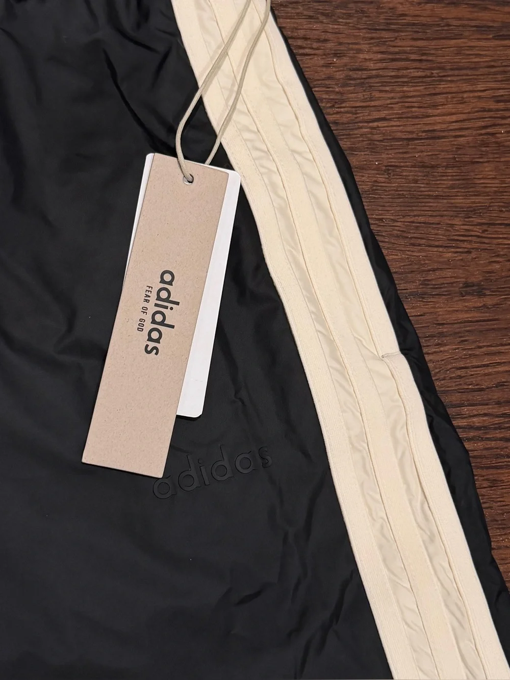 Adidas x FEAR OF GOD Mens Track Pants Drawstring Black Cream Size L IS8727